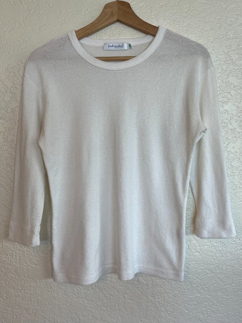 Fresh Produce White 3/4 Sleeve Knit Top, Size XL